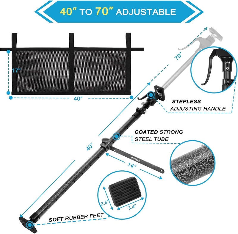 OUTIMATE Cargo Bar for Pickup Truck Bed Expands from 40 to 70 in with 200 LB Bearing Capacity, Comes with 1 Cargo Net Organizer, 1 Divider Bar - Image 2